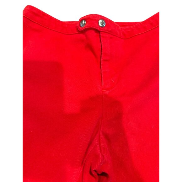 Ralph Lauren Black Label Cherry Red High-Waisted Cotton Straight Leg Pants Sz. 4 - Picture 6 of 8
